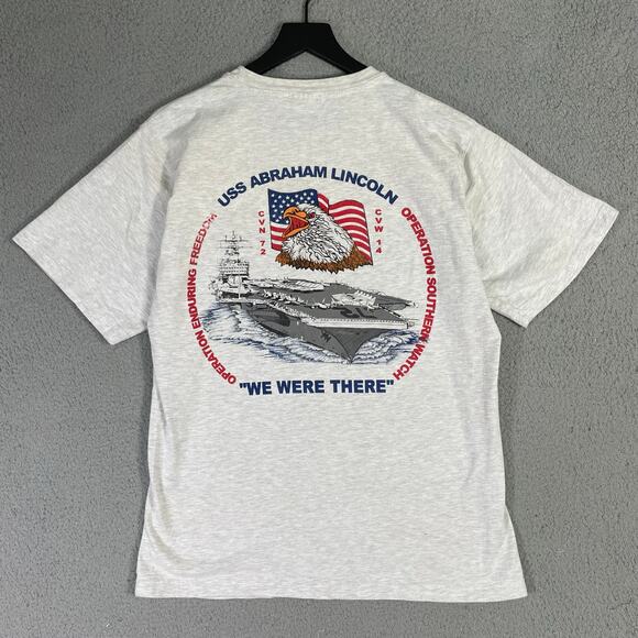 Vintage USS Abraham Lincoln West Pac 2002 Navy  T-Shirt XL Gray Military - Picture 5 of 7